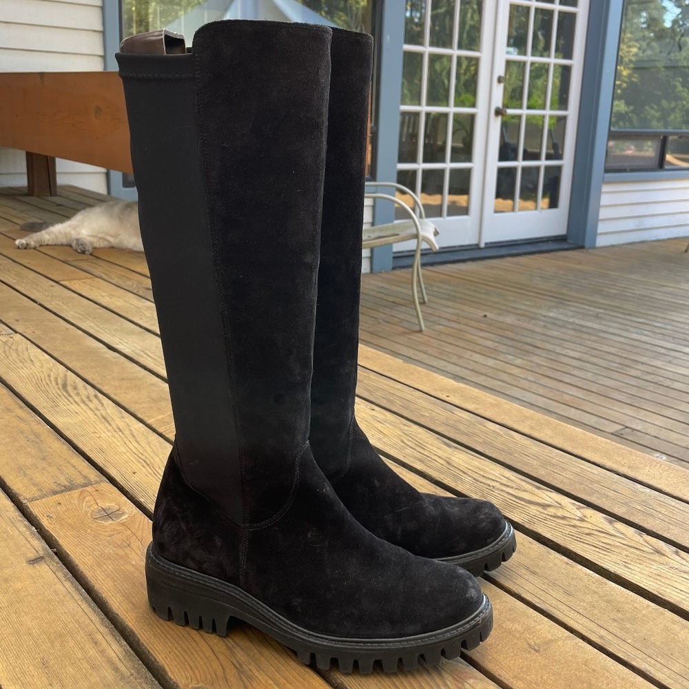 Black Suede Knee High Boots